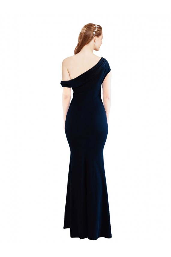 Cheap Draped Off the Shoulder Fitted Crepe Prom Dress UK