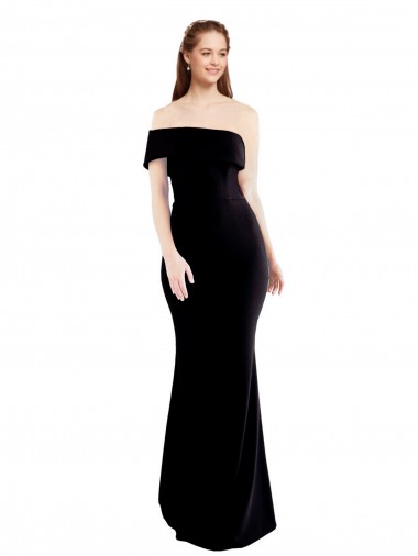Cheap Asymmetrical Draped Off the Shoulder Banded Crepe Prom Dress UK
