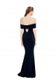 Cheap Off the Shoulder Fitted Crepe Prom Dress with Back Cut Out UK