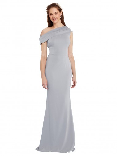 Cheap Off the Shoulder Asymmetrical Mermaid Crepe Prom Dress UK