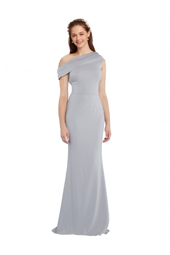 Cheap Off the Shoulder Asymmetrical Mermaid Crepe Prom Dress UK