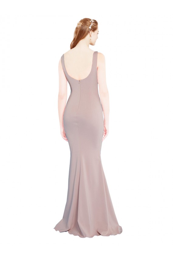 Cheap Sleeveless Scoop Neck Fully Lined Crepe Prom Dress UK
