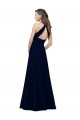 Cheap High Neck Crepe Prom Dress with Pleats and Keyhole Back UK