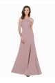 Cheap High Neck Crepe Prom Dress with Pleats and Keyhole Back UK