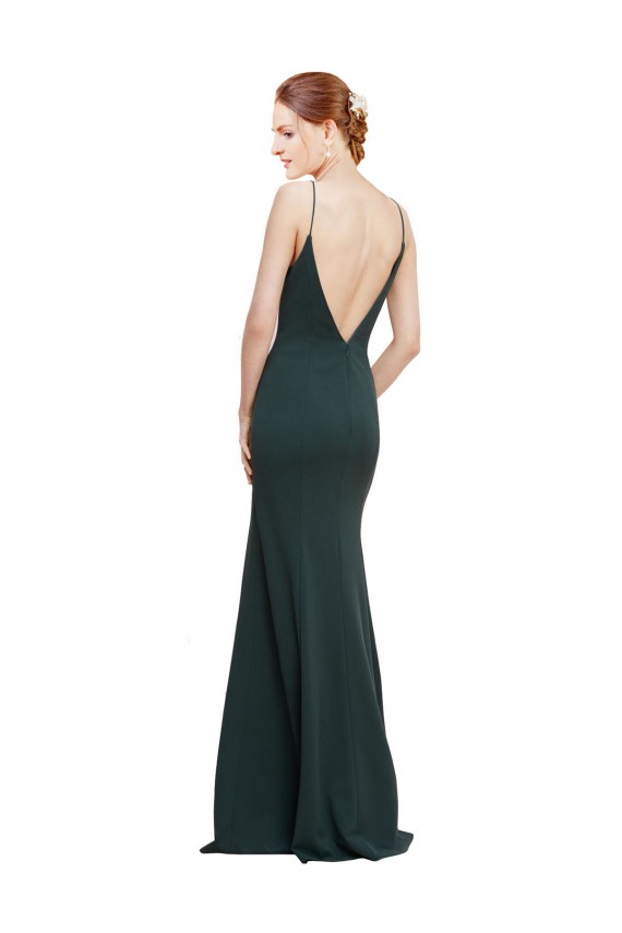 Cheap Deep V-Neck and Back Long Crepe Prom Dress UK
