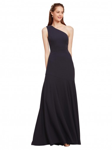 Cheap Fit and Flare Crepe Prom Dress with One Shoulder UK