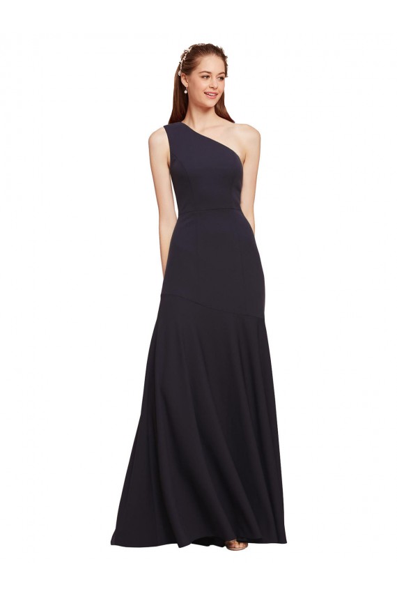 Cheap Fit and Flare Crepe Prom Dress with One Shoulder UK