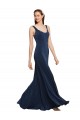 Cheap Fit and Flare Long Crepe Prom Dress with Round Neck UK
