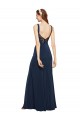 Cheap Fit and Flare Long Crepe Prom Dress with Round Neck UK