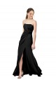 Cheap Strapless Fit and Flare Long Crepe Prom Dress with Knot and Slit UK