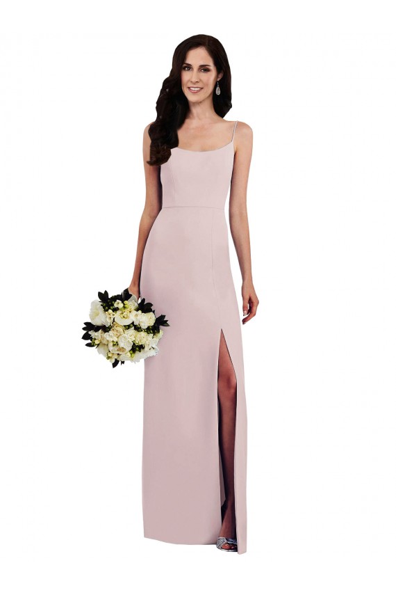 Cheap Spaghetti Strap V Back Crepe Prom Dress with Front Slit UK