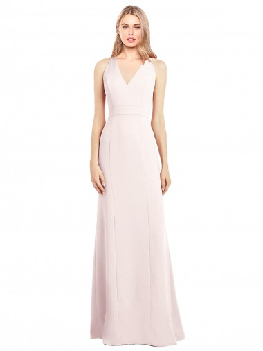 Cheap V-Neck Keyhole Back Crepe Trumpet Prom Dress UK