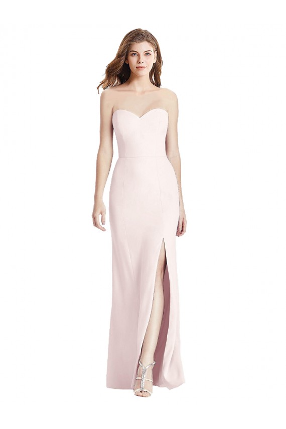 Cheap Strapless Crepe Trumpet Prom Dress with Front Slit UK