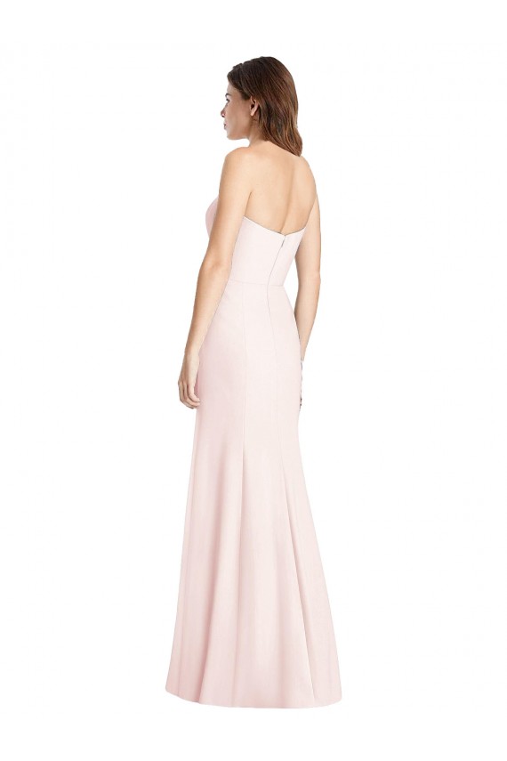 Cheap Strapless Crepe Trumpet Prom Dress with Front Slit UK