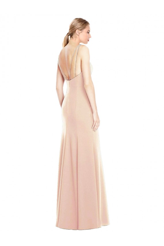 Cheap V-Spaghetti Strap Open Back Bateau Neck Trumpet Prom Dress UK