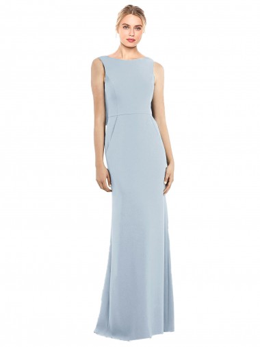 Cheap Draped Backless Crepe Prom Dress with Pockets UK