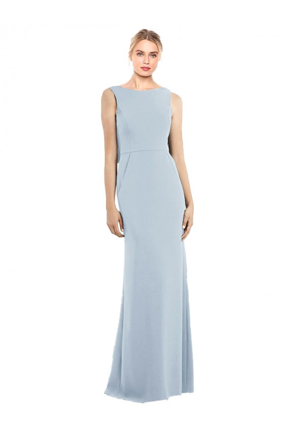 Cheap Draped Backless Crepe Prom Dress with Pockets UK