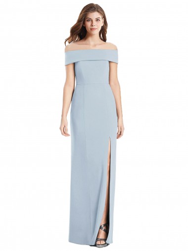 Cheap Cuffed Off the Shoulder Long Trumpet Prom Dress UK
