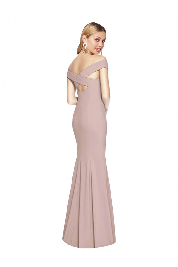 Cheap Off the Shoulder Criss Cross Back Trumpet Prom Dress UK