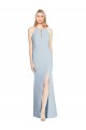 Cheap Full Length Sleeveless Halter Prom Dress with Keyhole Back UK