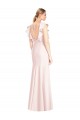 Cheap Ruffle Cap Sleeves Open Back Trumpet Prom Dress UK