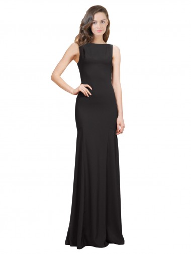 Cheap Sleeveless Bateau Neckline Crepe Prom Dress with Twist Back UK