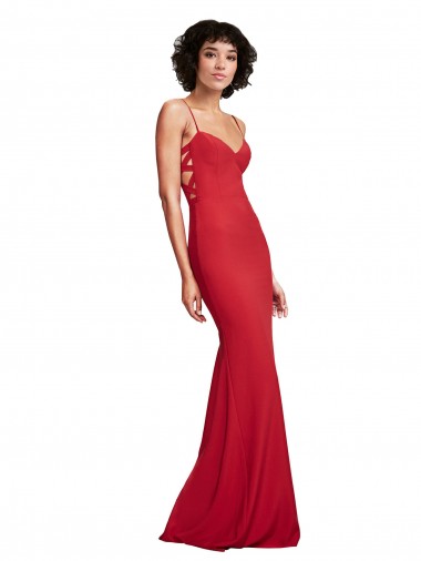 Cheap Spaghetti Strap Slip Neckline Crepe Prom Dress UK