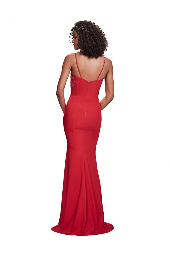 Cheap Spaghetti Strap Slip Neckline Crepe Prom Dress UK
