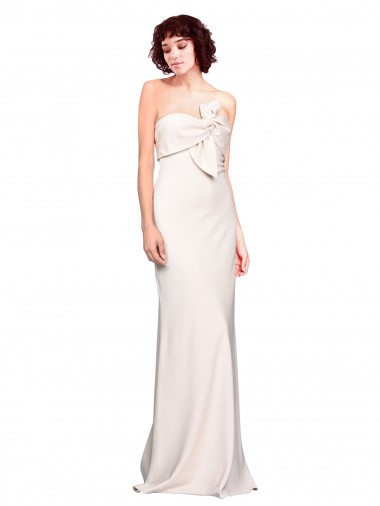 Cheap Strapless Crepe Fitted Prom Dress with Twist Bow UK