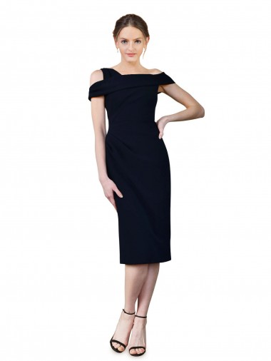 Cheap Draped Cross Shoulder Stretch Crepe Cocktail Prom Dress / Homecoming Dress UK