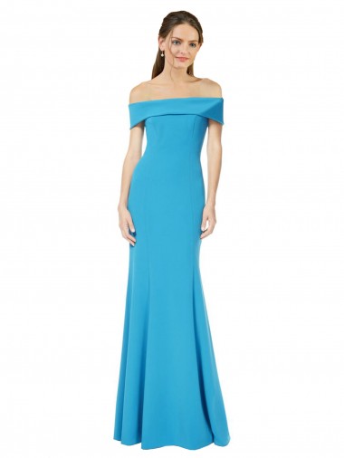 Cheap Off the Shoulder Crepe Prom Dress with Fitted Silhouette UK