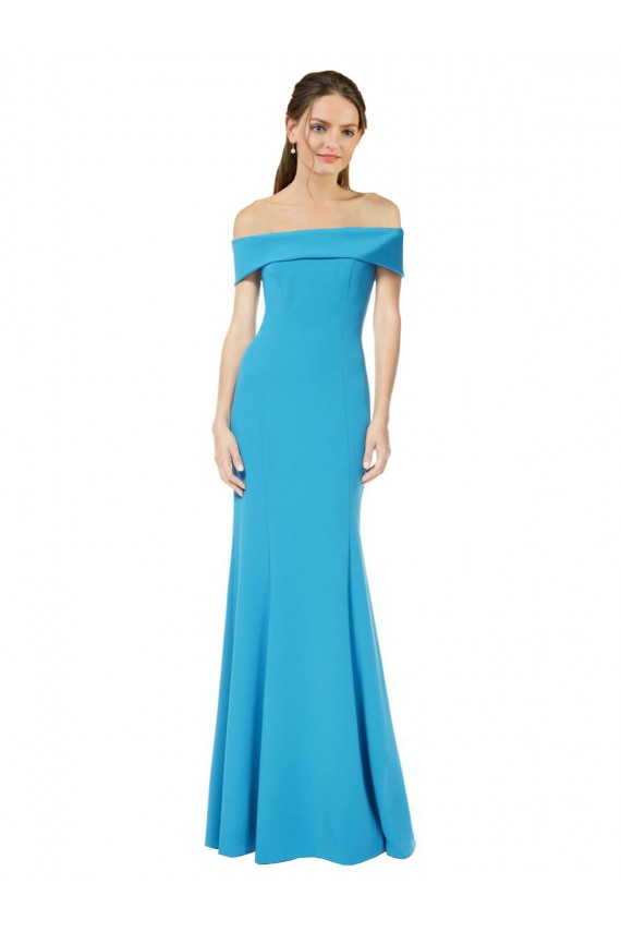 Cheap Off the Shoulder Crepe Prom Dress with Fitted Silhouette UK