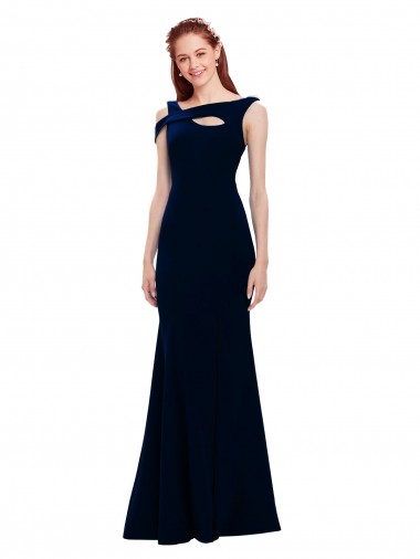 Cheap Sleeveless Crepe Mermaid Prom Dress with Side Slit UK
