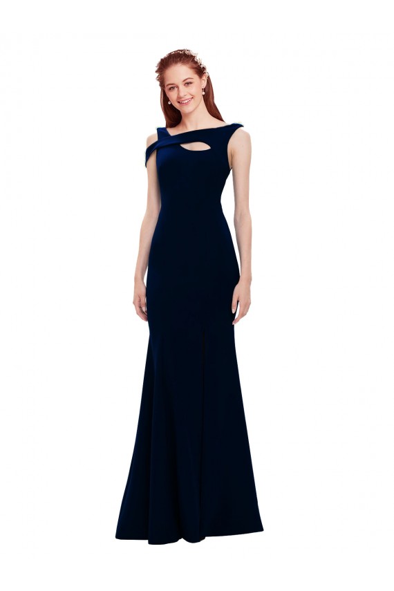 Cheap Sleeveless Crepe Mermaid Prom Dress with Side Slit UK