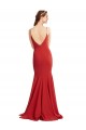 Cheap Mermaid Plunging V-Neck Crepe Prom Dress with Wide Open Back UK