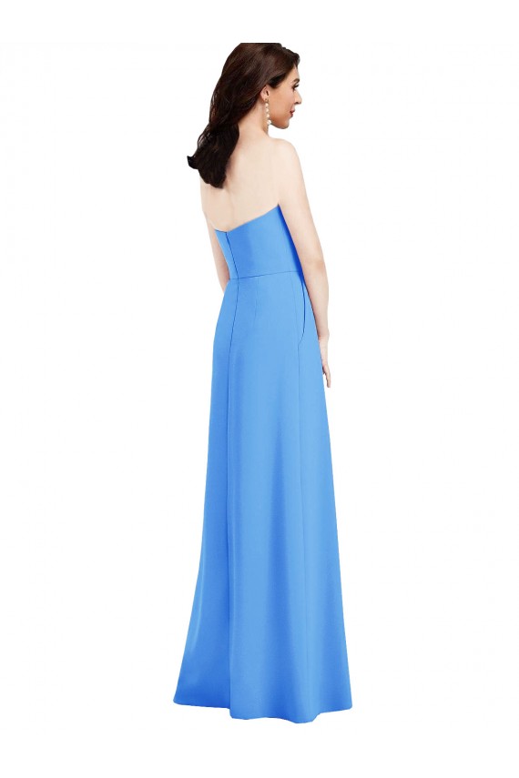 Cheap Strapless Pleated Skirt Crepe Prom Dress with Pockets UK