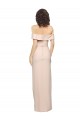 Cheap Off the Shoulder Long Crepe Prom Dress with Waist Tie and Slit UK