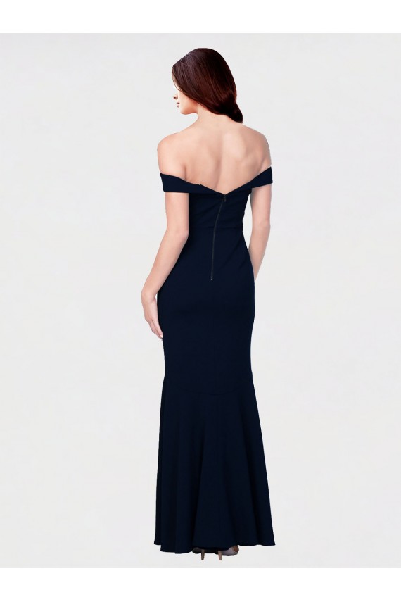 Cheap Mermaid Off the Shoulder Long Crepe Prom Dress with Low Back UK