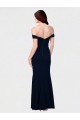 Cheap Mermaid Off the Shoulder Long Crepe Prom Dress with Low Back UK