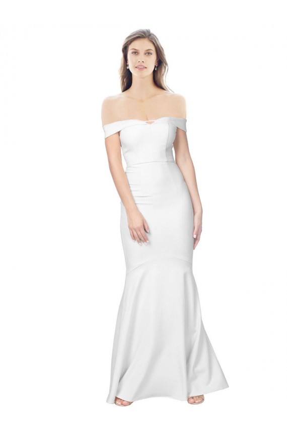 Cheap Mermaid Off the Shoulder Long Crepe Prom Dress with Low Back UK