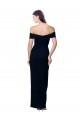 Cheap Off the Shoulder Long Full Length Crepe Prom Dress with Side Split UK