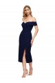 Cheap Midi Length Short Crepe Cocktail Prom Dress / Homecoming Dress with Side Split UK