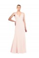 Cheap Slim A-Line V-Neck Long Stretch Crepe Prom Dress with V-Back UK