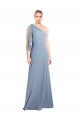 Cheap Draped Flutter Sleeves One Shoulder Stretch Crepe Prom Dress UK