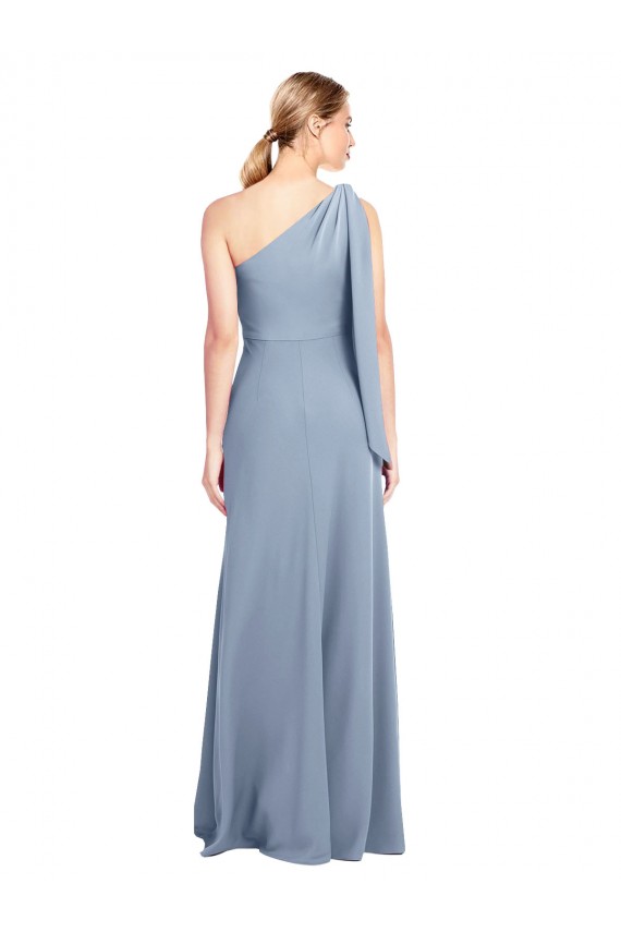 Cheap Draped Flutter Sleeves One Shoulder Stretch Crepe Prom Dress UK