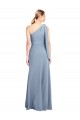 Cheap Draped Flutter Sleeves One Shoulder Stretch Crepe Prom Dress UK