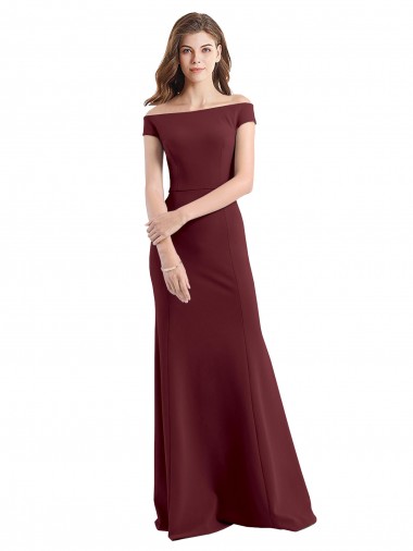 Cheap Off the Shoulder Fit and Flare Stretch Crepe Prom Dress UK