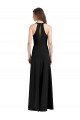 Cheap Sleek Halter V-Neck Long A-Line Stretch Crepe Prom Dress with Front Slit UK