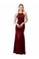 Cheap Fit and Flare Halter Neckline Stretch Crepe Prom Dress with Strappy Back UK