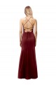 Cheap Fit and Flare Halter Neckline Stretch Crepe Prom Dress with Strappy Back UK